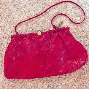 Vtg Original by Caprice Red Snakeskin Purse Handbag Clutch USA 1970’s Stunning